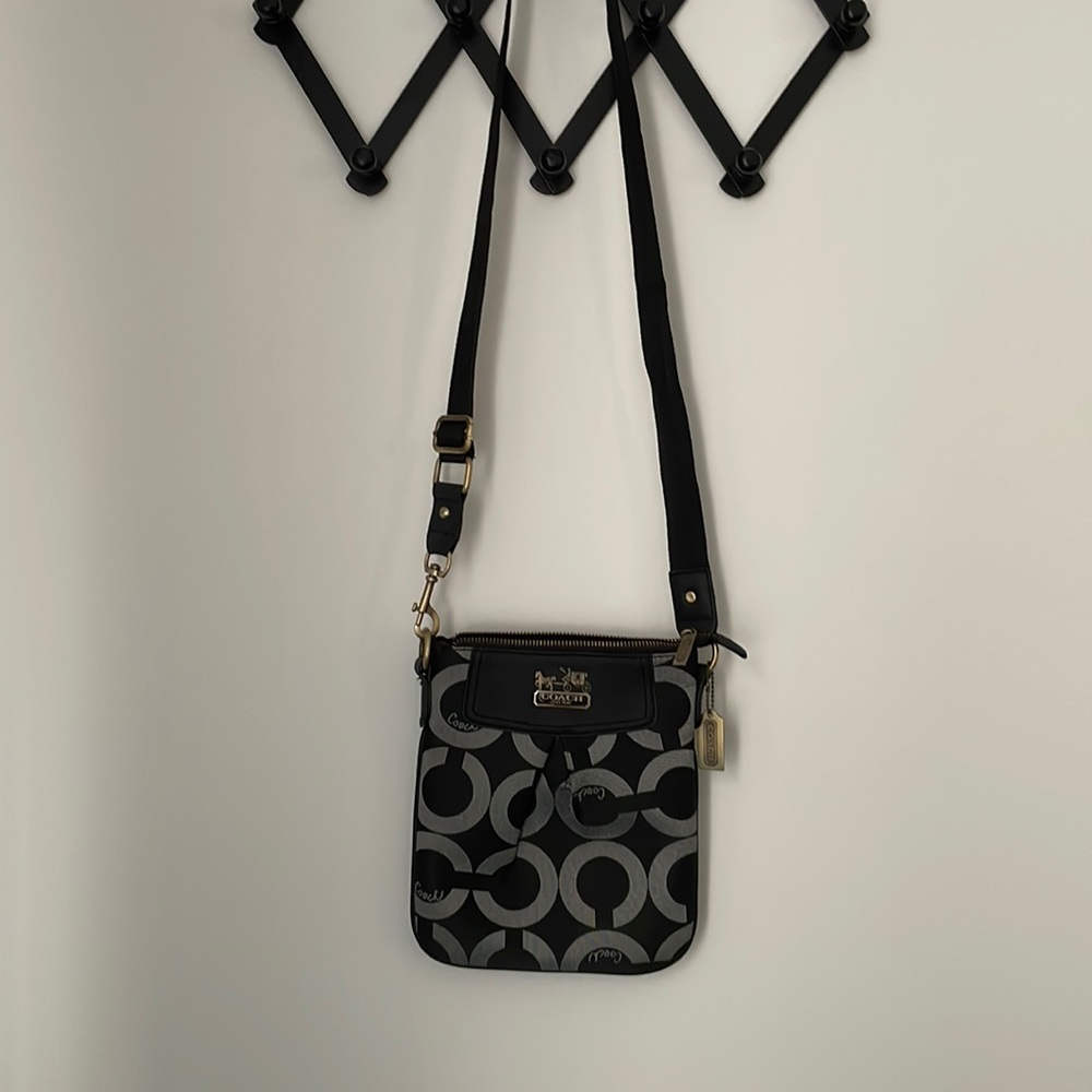 Coach Black And Gray Signature Crossbody Bag GUC